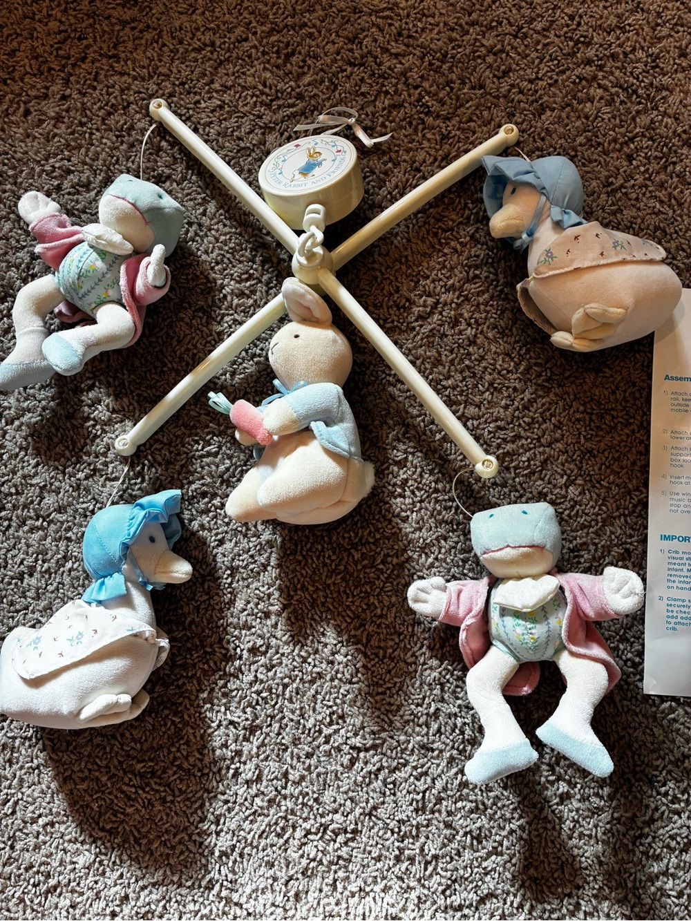 Vintage Eden Peter Rabbit & Friends Musical Mobile - Pastel Multicolor Plush